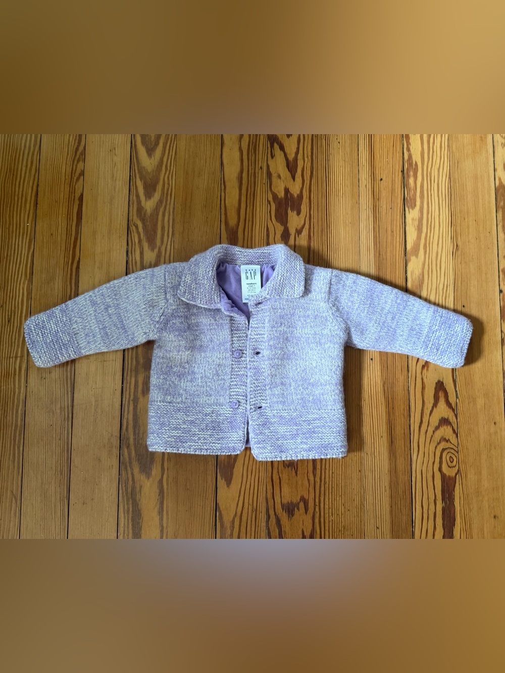 Vintage Baby Gap Lilac Wool Blend Cardigan 6-12M
